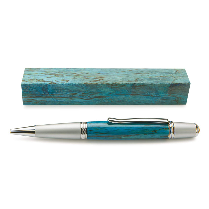 Stabilized & Dyed Spalted Tamarind Pen Blank - 3/4" x 3/4" x 5" - Color:Turquoise